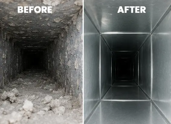 Duct cleaning before and after