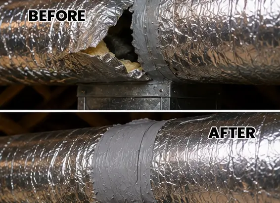 Duct repair before and after