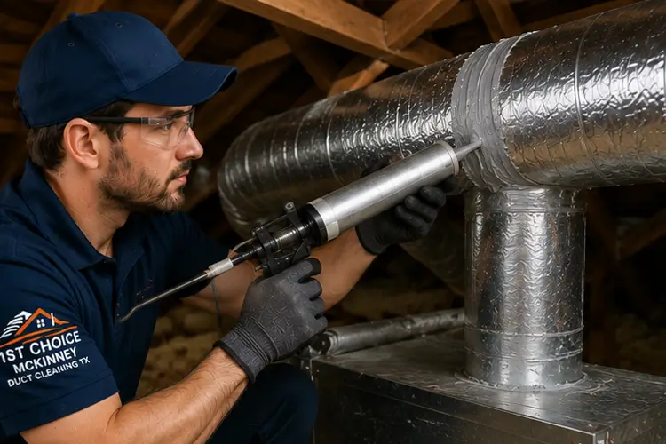 Professional duct repair technician