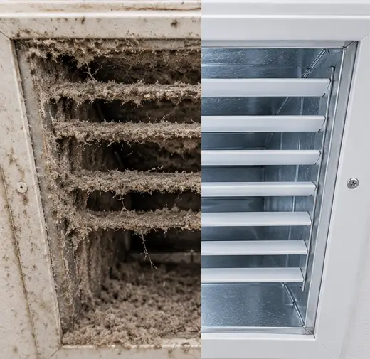 Duct cleaning before and after